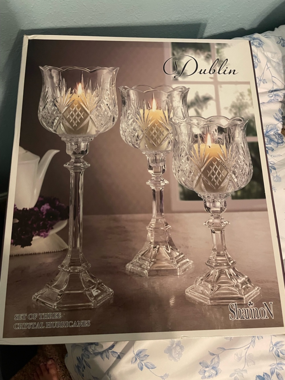 Crystal Cut Glass Candle Holders - Clear